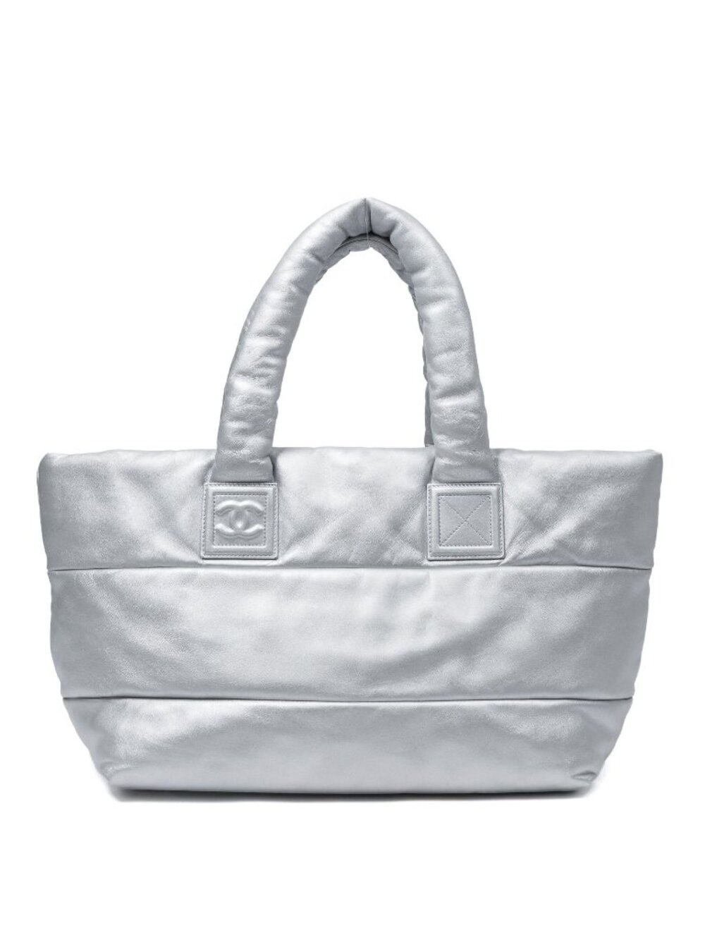 Chanel Medium Coco Cocoon Reversible Tote Bag Metallic Silver Calfskin Leather